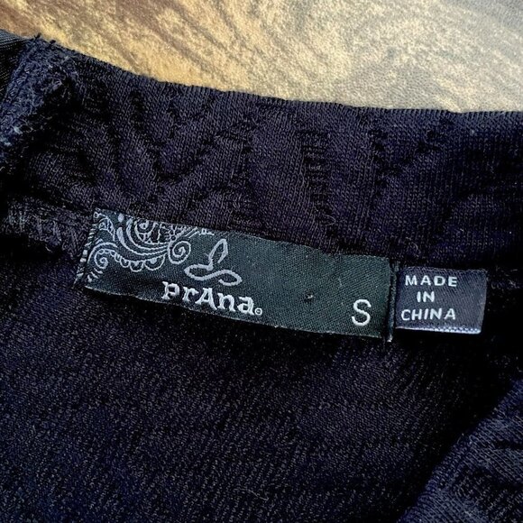 Prana Womens Macee Dress Sz S Black Jacquard Textured Knit Shift Long Sleeve - Picture 8 of 8